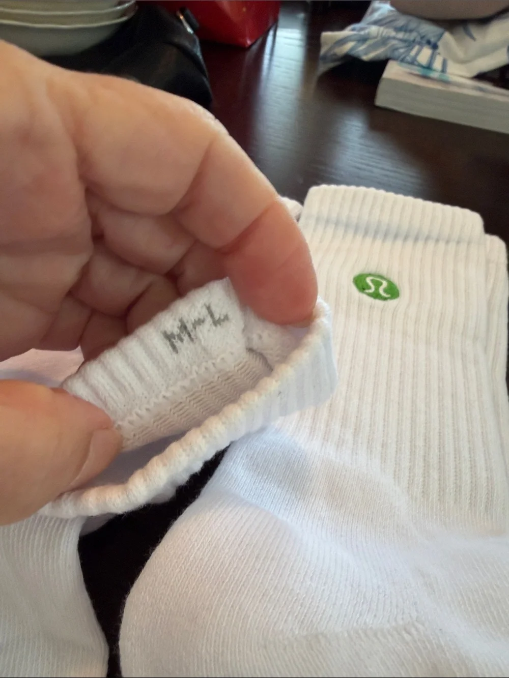 NWOT lululemonathletica White Crew Socks with Blue and Green Logo 2  - Pair